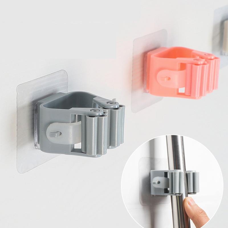 Adhesive Wall Hook Mop Hanger Organizer Broom Holder Wall Mount Mop Holder Stand Hooks Brush Broom Hanger Hook For Bathroom