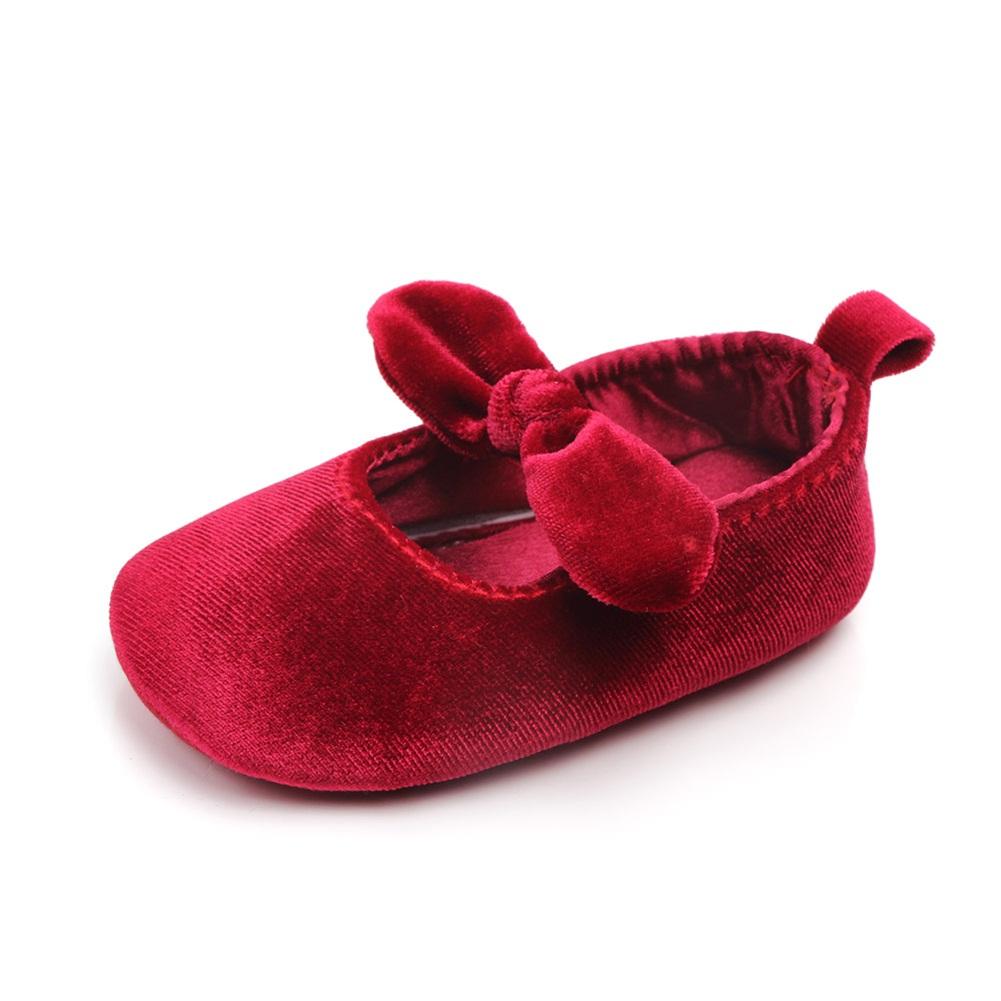 Toddler Kids Sweet Solid Newborn Walking Soft Shoes Bow Ribbon First Walkers Headwear Party Girls