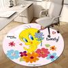 1pc Tweety Bird with Flowers and Hearts Round Carpet, Made of Polyester,Perfect for Decorating Office Chairs, Living Rooms Fplt149
