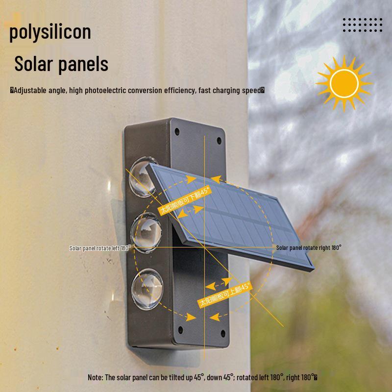 Super Bright Solar Dual-Directional Wall Washer Light - Waterproof Outdoor Villa Courtyard Decorative Spotlight