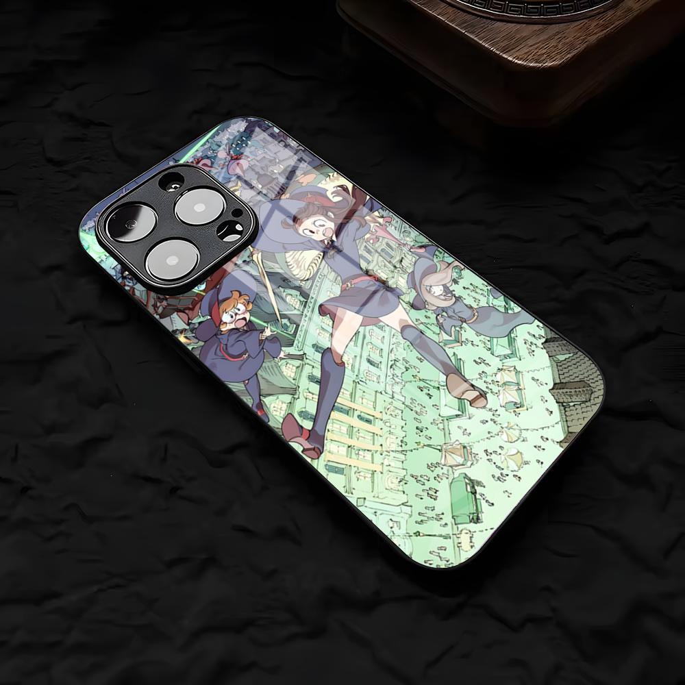 

L-Little Witch Academia Phone Case For IPhone 17 Air 16 E Pro Max 15 14 13 Mini 12 Pro 11 Max Plus Black Glass Cover iPhone 15 Pro