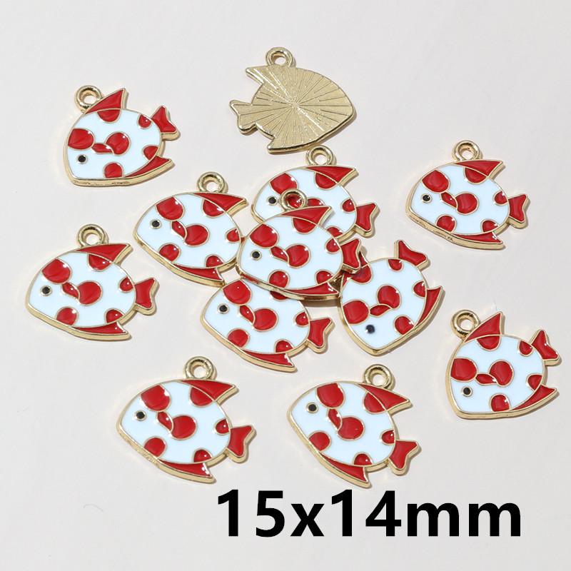 20pcs Enamel Fish Charms Pendant for Earrings Necklace Bracelet Findings Alloy Metal DIY Jewelry Making Accessories