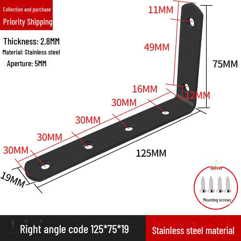 L-förmiger Regalträger aus Edelstahl, 90-Grad-Rechtwinkelverbinder