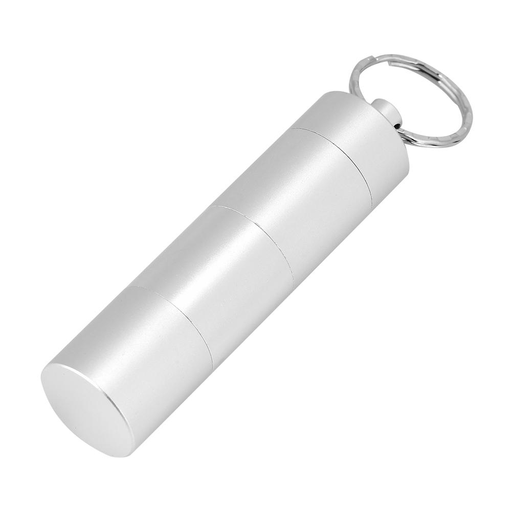 Waterproof Aluminum Alloy Pill Bottle Medicine Container Holder for Outdoor Survival(Silver)