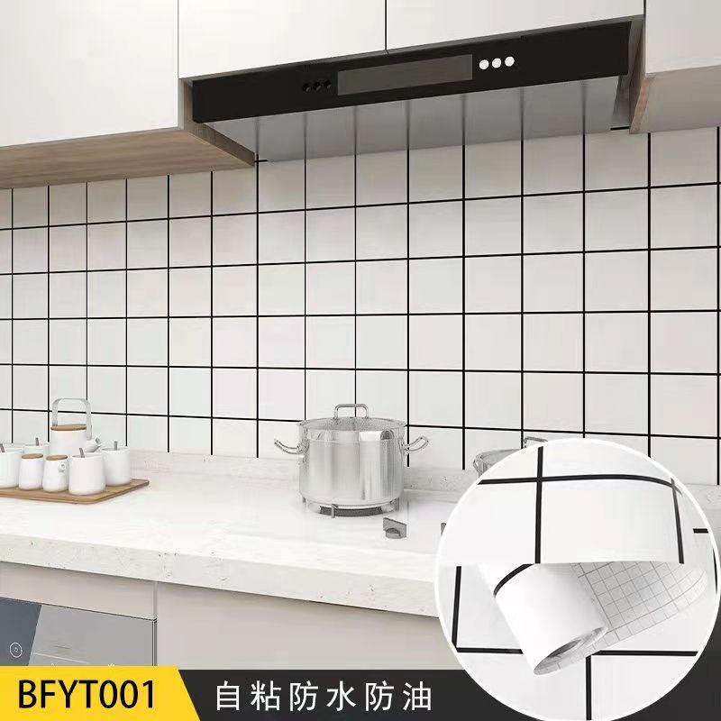 Waterproof Wall Stickers Kitchen Oil-Proof Sticker Wallpaper Self-Adhesive Waterproof Moisture-Proof High Temperature Wall