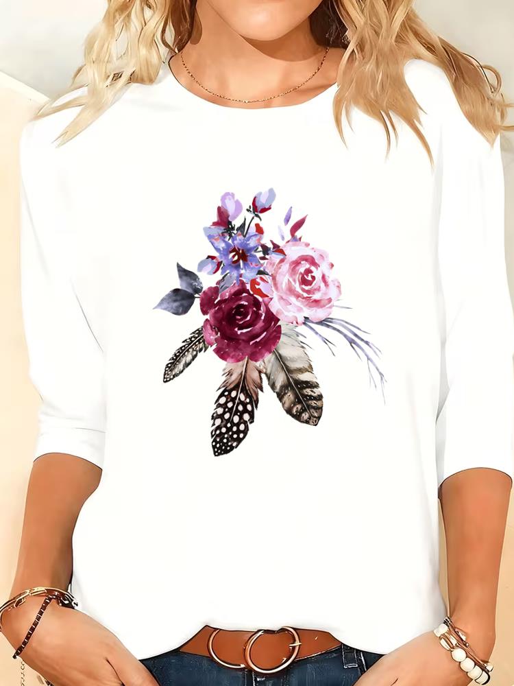 

(Asian Size) love cute 90s Print autumn winter spring Women Female Clothing Casual Tee o-neck Long Sleeve T Shirt Fashion Top Graphic T-shirts S