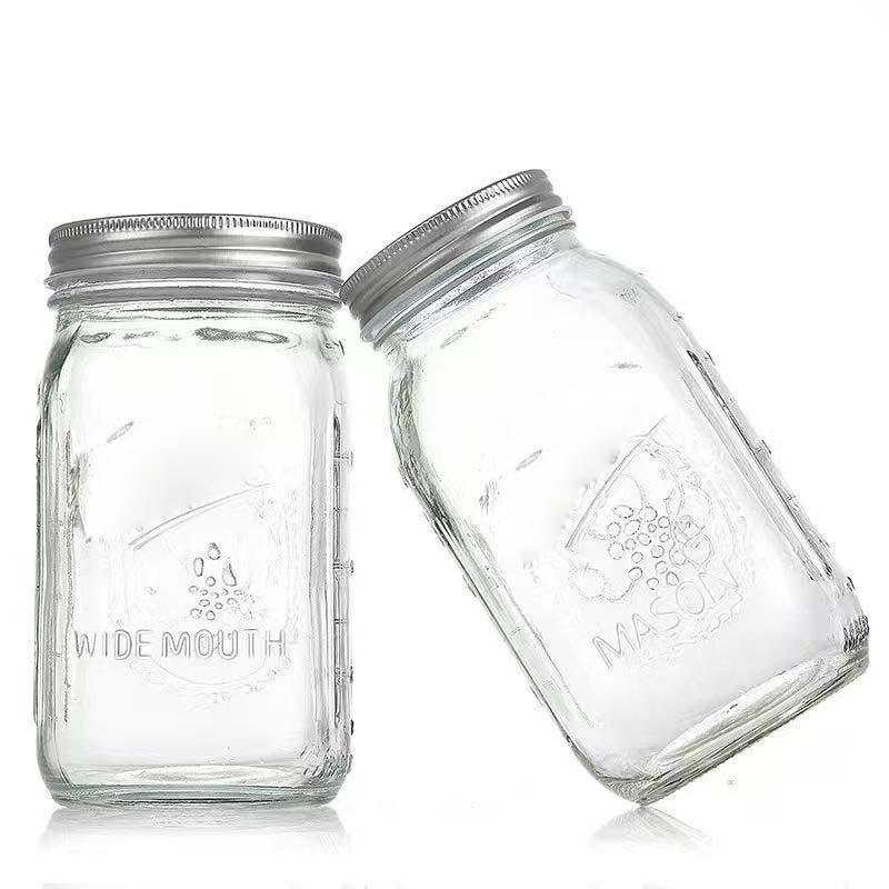 American Style Glass Mason Jar - Transparent Oatmeal Storage, Jam Bottle, Retro Beverage Cup
