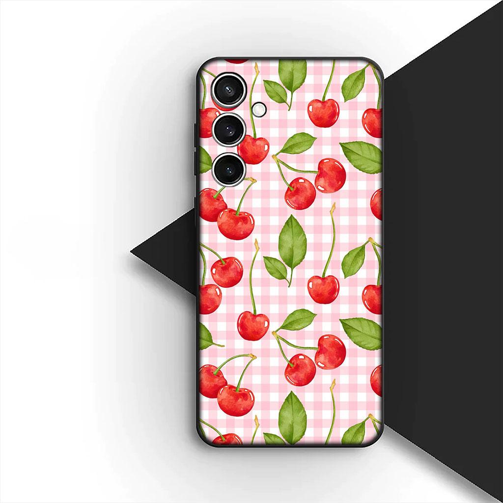 Kirsch Erdbeer Frucht Sommer Avocado Zitrone Hülle für Samsung Galaxy S25 S24 S23 FE Ultra Plus S7 Edge S25+ S23+ A56 5G Hülle