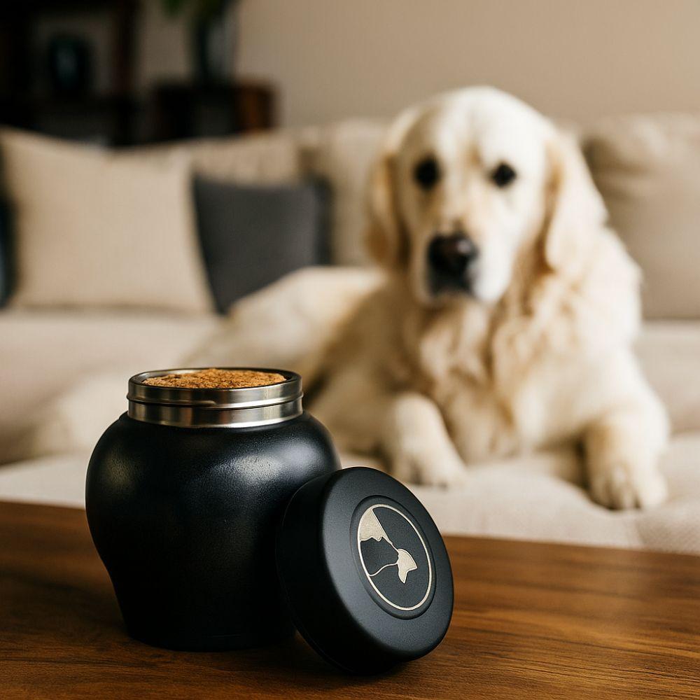 Stainless Steel Pet Memorial Ash Urn Sealed Jar Black Cat Funeral Keepsake Moisture-Proof Dog Cremation Urn Home Memorial