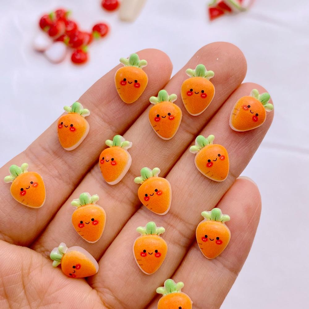 50Pcs New Cute Resin 8-12mm Mini Cherry Watermelon Fruits Series Flat Back Manicure Parts Embellishments For Hair Bows