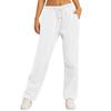 Women's Mid Waist Straight Sweatpants Loose Fit Drawstring Casual Wide Leg Trousers With Side Pockets