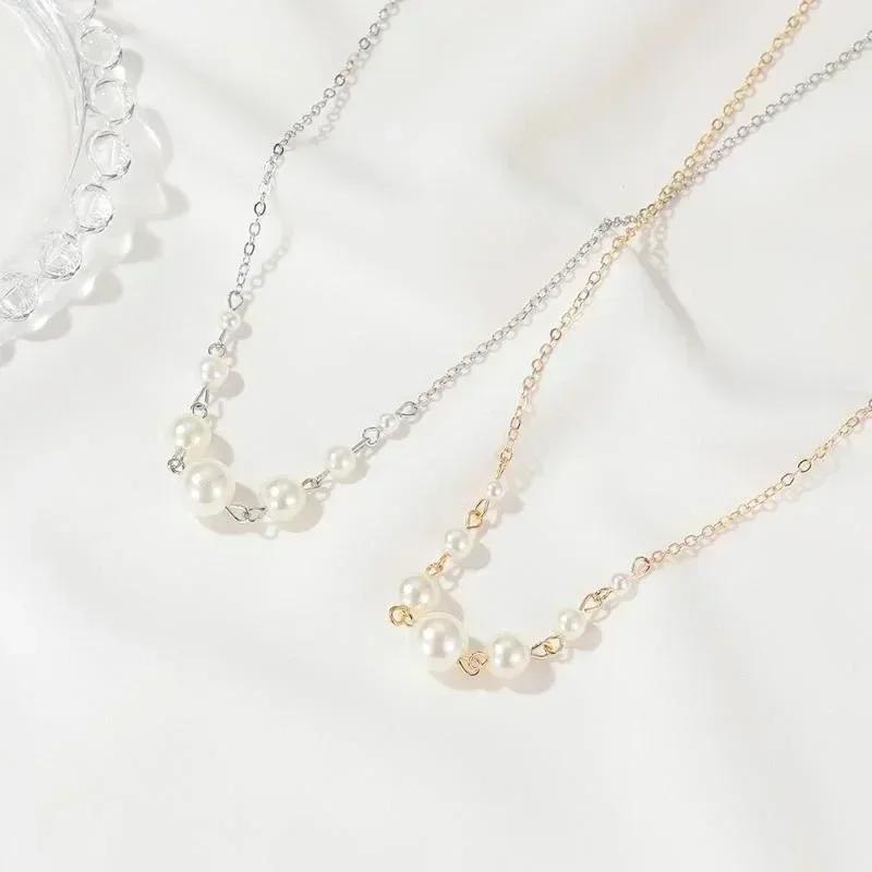 Women's Pearl Necklace Pendant Neck Chain Simple Gold Color Beads Charm Choker Jewelry On The Neck Collar Accessories for Women