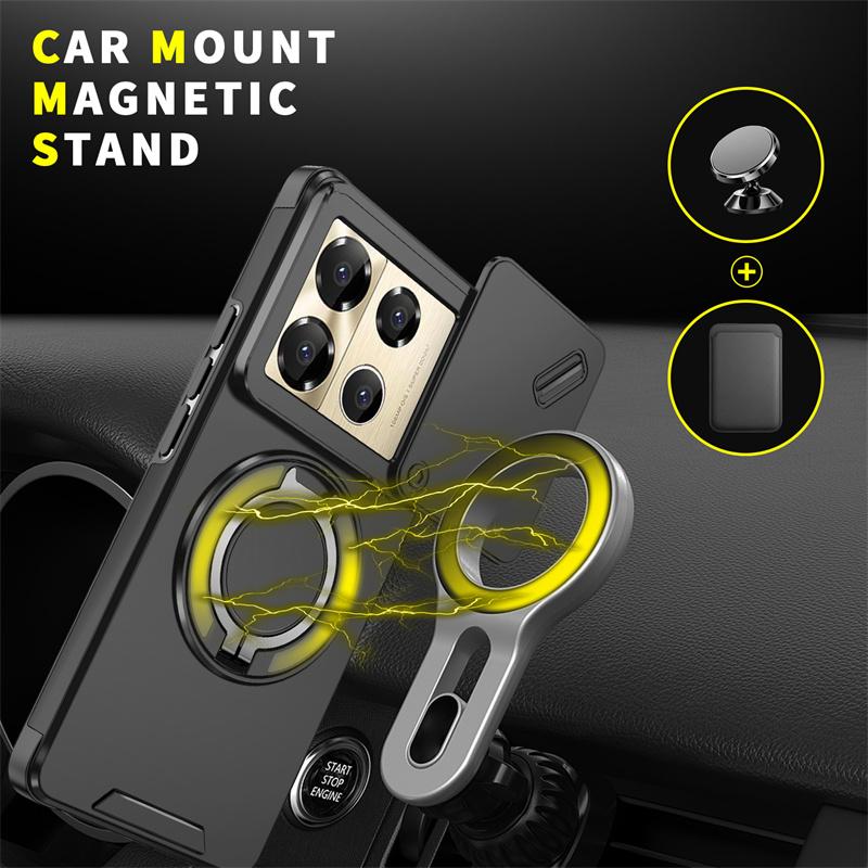 Shockproof Armor Slide Camera Case For infinix Note 40 Pro 5G 4G 50 Pro+4 Plus GT 20 Pro Magnetic Ring Holder Lens Protect Cover