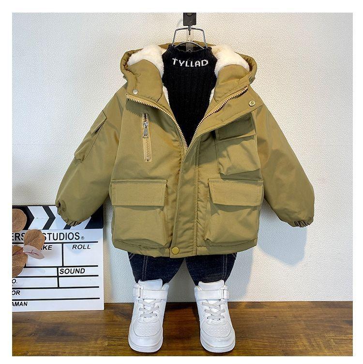 Winter Down Cotton Jacket Boys Black Hooded Coat Children Outerwear Clothing Kids Parka Padded Snowsuit