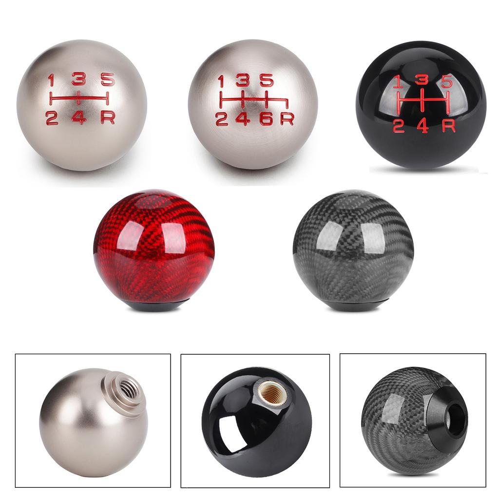 Universal Real Carbon Fiber Car Gear Shift Knob Head Shifter Aluminum Round Ball Shape M8x1.25 M10x1.25 /x1.5 Shift Lever knob