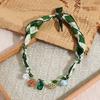 Women Scarf Necklace Convertible Printed Scarf Chocker Necklace Scarf with Flower Faux