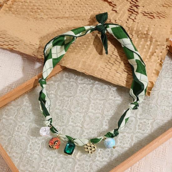 Women Scarf Necklace Convertible Printed Scarf Chocker Necklace Scarf with Flower Faux