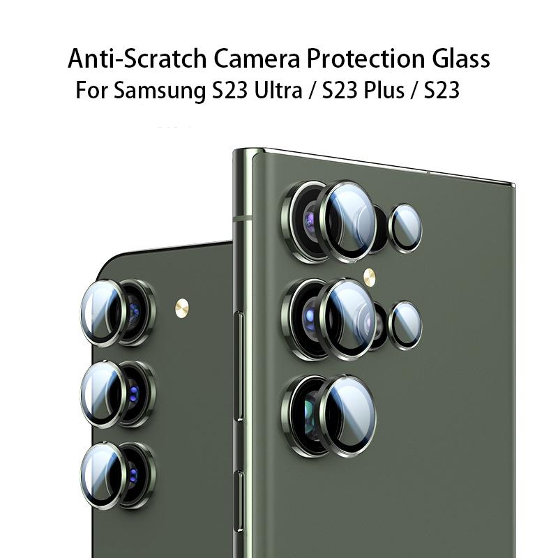 Vetro di protezione per fotocamera di lusso per Samsung Galaxy S24 S23 S22 Ultra Plus Copriobiettivo posteriore Copriobiettivo in vetro temperato Accessori di protezione
