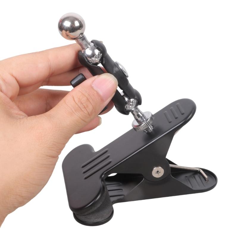Universal 360 Rotatable Metal Clamp Base 17.4mm Ball Socket Strong Iron Clamping for Camera Phone Tablet Mounts