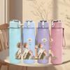 1PC Retro Girl Relax Graffiti Print 750ml Color Plastic Sports Water Bottle Leakproof Flip Straw Lid Suitable for Sports Office Home Use