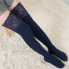 Japanese-Style Lace Trim Thigh-High Knit Cotton Socks for Women - Autumn/Winter Slouch Design