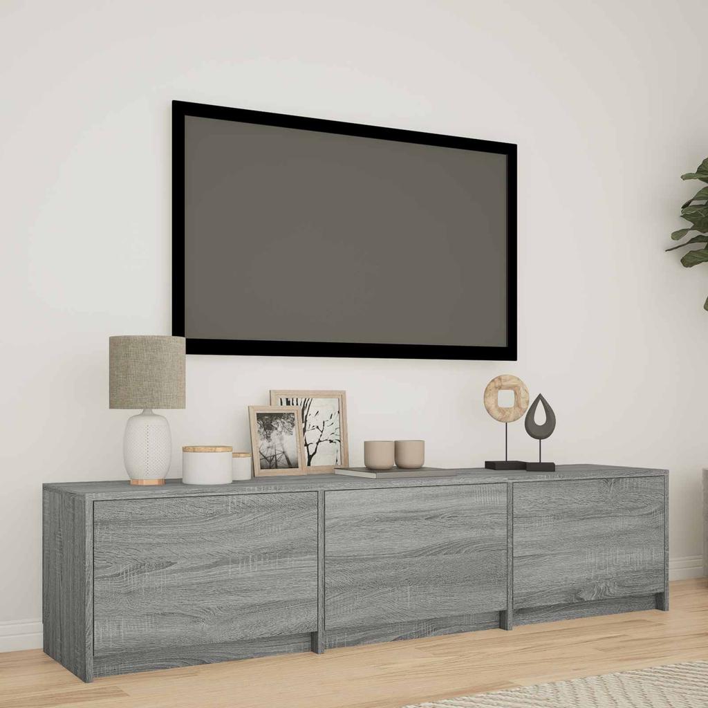 TV Stand with LED Lighting Grey Sonoma 165 X 34 X 40 Cm