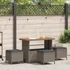 4-piece Garden Dining Set with Grey Poly Rattan and Acacia Cushions 42007925