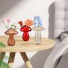 FQQWEE 4 Pack Creative Mushroom Glass Bud Vase Mushroom Shaped Vases for Flowers Clear Hydroponic Flower Pots Coloured Flower Vase Plant Containers