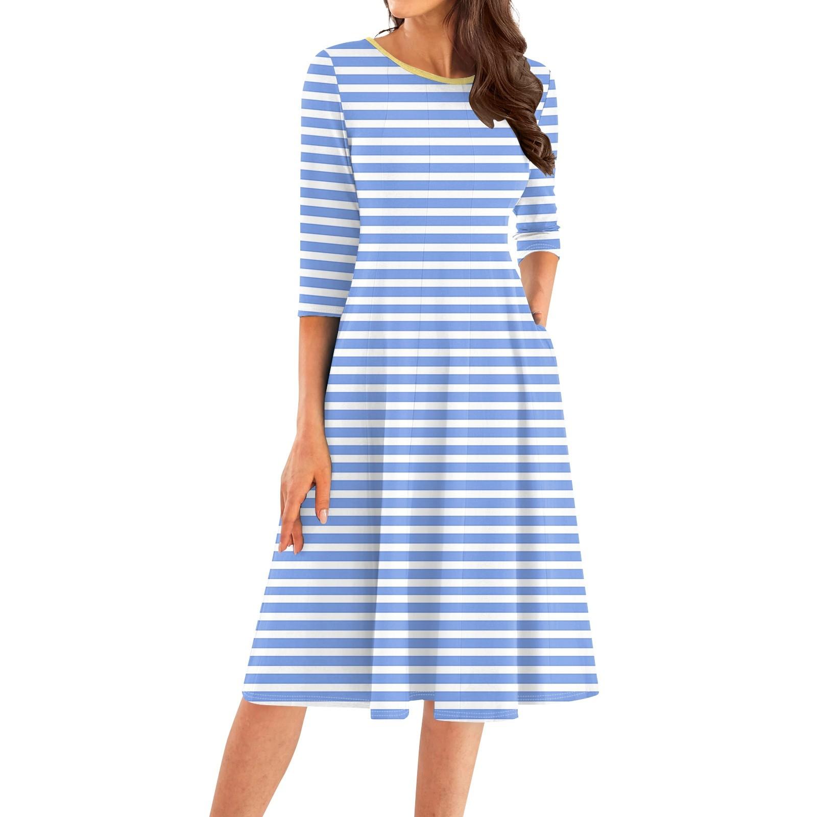 

Женское повседневное модное платье миди с круглым вырезом и рукавом три четверти M