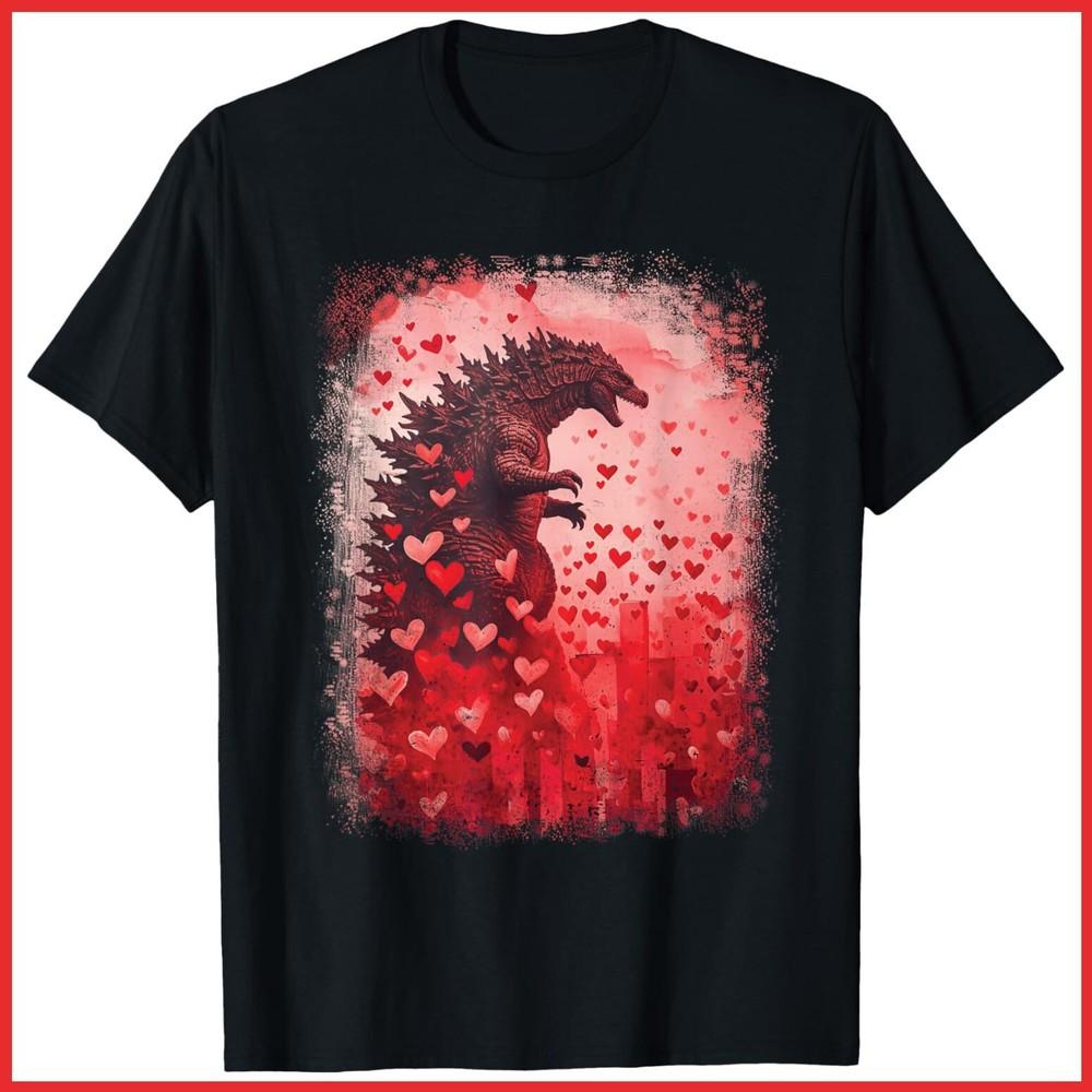 Kaiju Valentine Japan Monster Movie Japanese Black Cotton T-Shirt Unisex T-Shirt L
