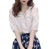 2024 Retro Lace Splicing Casual Short Sleeve Women's French Top