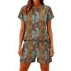 Women's Casual And Comfortable Floral-Print Short-Sleeve Set With Pockets