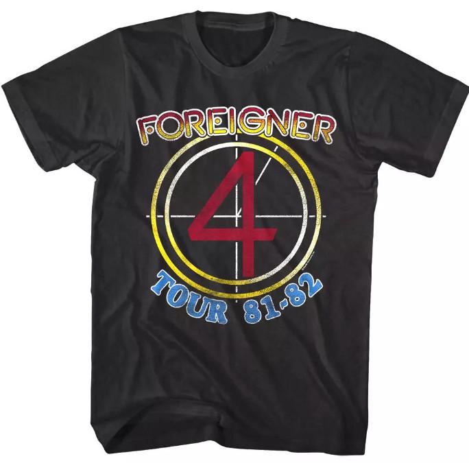 Foreigner 4 Tour 1981-82 Men s 100% Cotton T-shirt Mens Tees Top 80 s Rock Band Concert Tour Merch XL