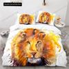 Lion Duvet Cover Set 3D Print Wild Animals Colourful King Queen Size For Kids Teens Adults Bedding Set Polyester Comforter Cover