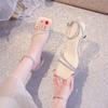 Rhinestone word with shit-stepping sandals women wear beautiful high heels in summer women's 2025 new fashion light luxury