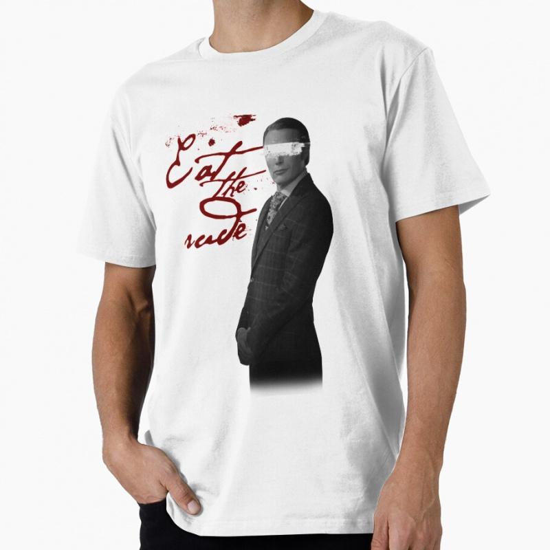 EAT THE RUDE 80s Horror movie Hannibal Scary Halloween Gift t shirt for men 100 cotton print Tee All size tops S6XL S