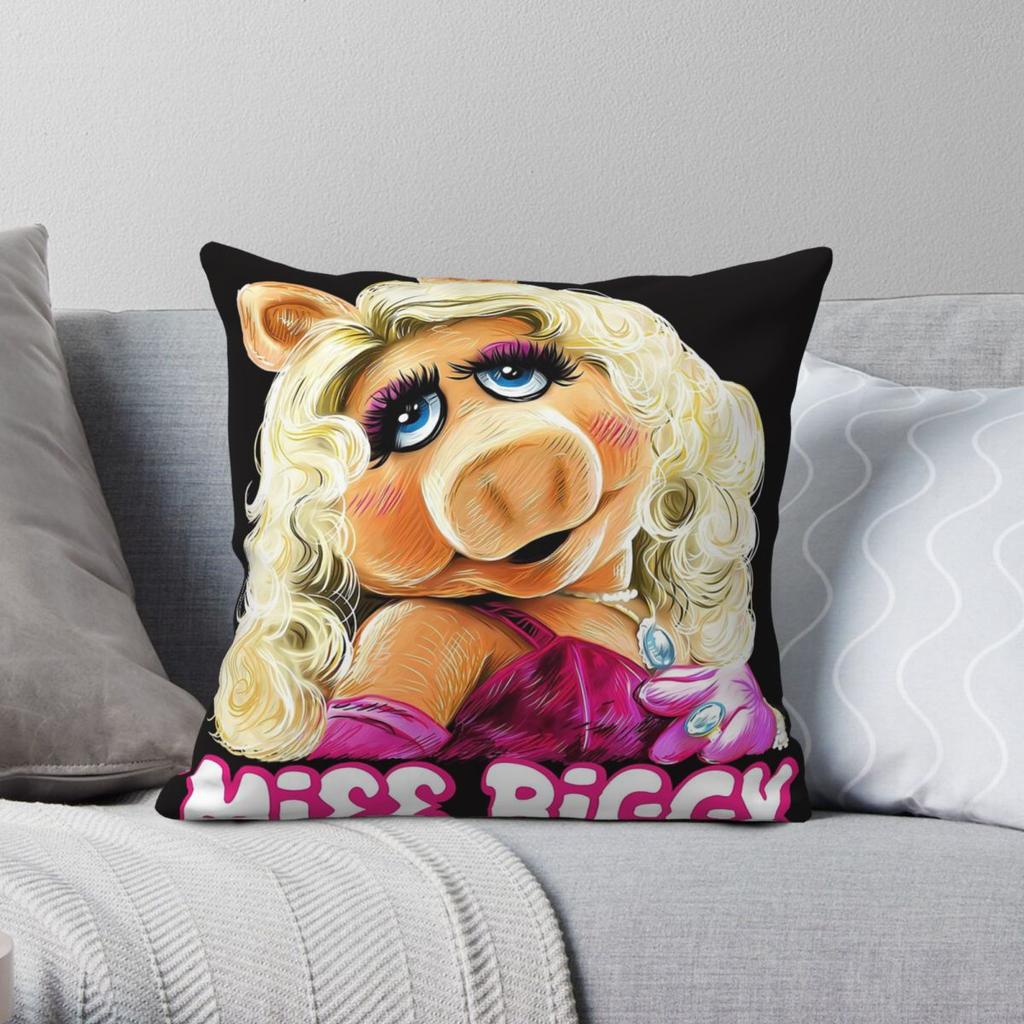 Miss Piggy The Muppets Federa Quadrata Poliestere Lino Velluto Stampato Cerniera Decorativa Copricuscino da Divano 45x45