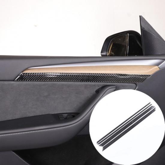 Carbon Fiber Front Inner Door Panel Trim Sticker For Tesla Model 3/Y 2016-