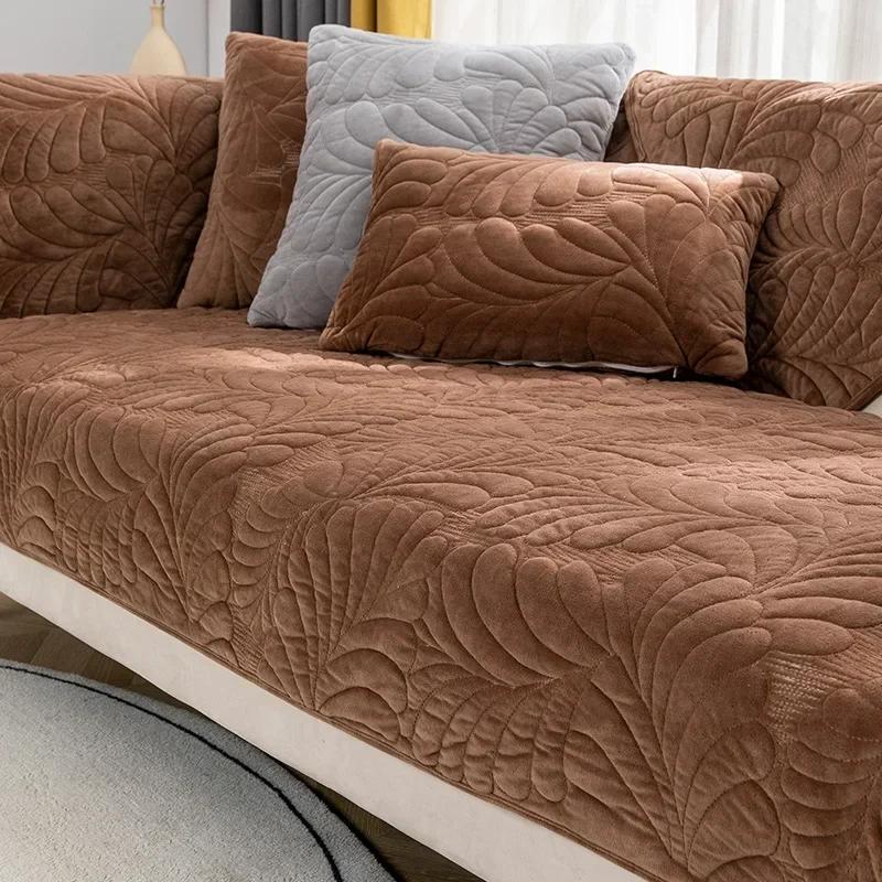 

Плюшевая полосатая подушка для дивана, однотонный чехол для угловых диванов, полотенце, толстые зимние теплые чехлы для диванов, пылезащитные накладки для гостиной 70x70cm 1pcs