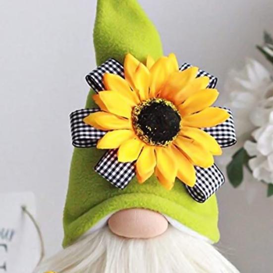 Plush Doll Sunflower Gnome Pattern Home Decor Polyester Ornamental Stuffed Doll for Couch