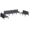 8 Piece Black Steel Outdoor Sofa Set with Cushions