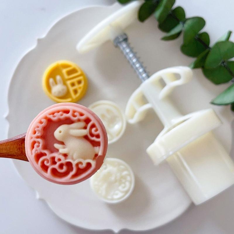 DIY Round Mooncake Mold Versatile Festival Cake Making Molds Biscuits Hand Press Mould for Home Cooks and Food Lovers
