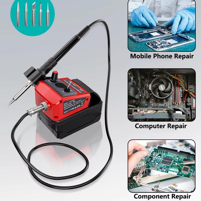 Cordless Soldering Iron Kit for Makita/Dewalt/Milwaukee 18v LXT Battery,91W LED Digital Solder Iron Soldering Gun with 1pcs Tips