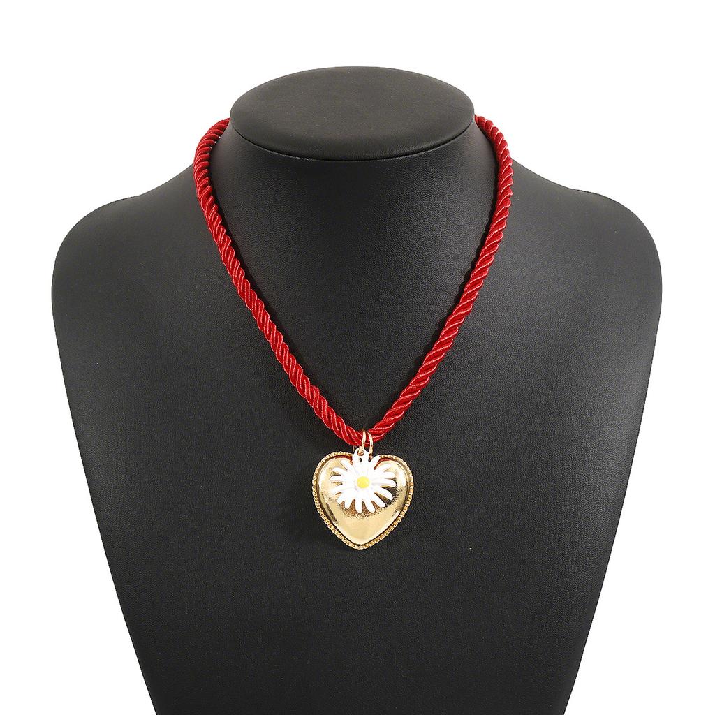 Summer Cute Flower Sun Love Pendant Necklace ZA Dopamine Multi Pendant Collarbone Chain