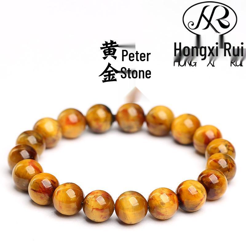 Hongxirui Natural Golden Pietersite Bracelet - Round Beads with Golden Spotted Design 9mm