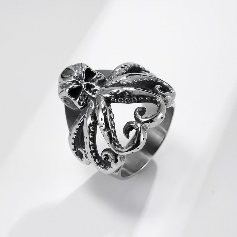 Adjustable Octopus Ring Men Women Vintage Style Copper Plated Open Band Statement Jewelry