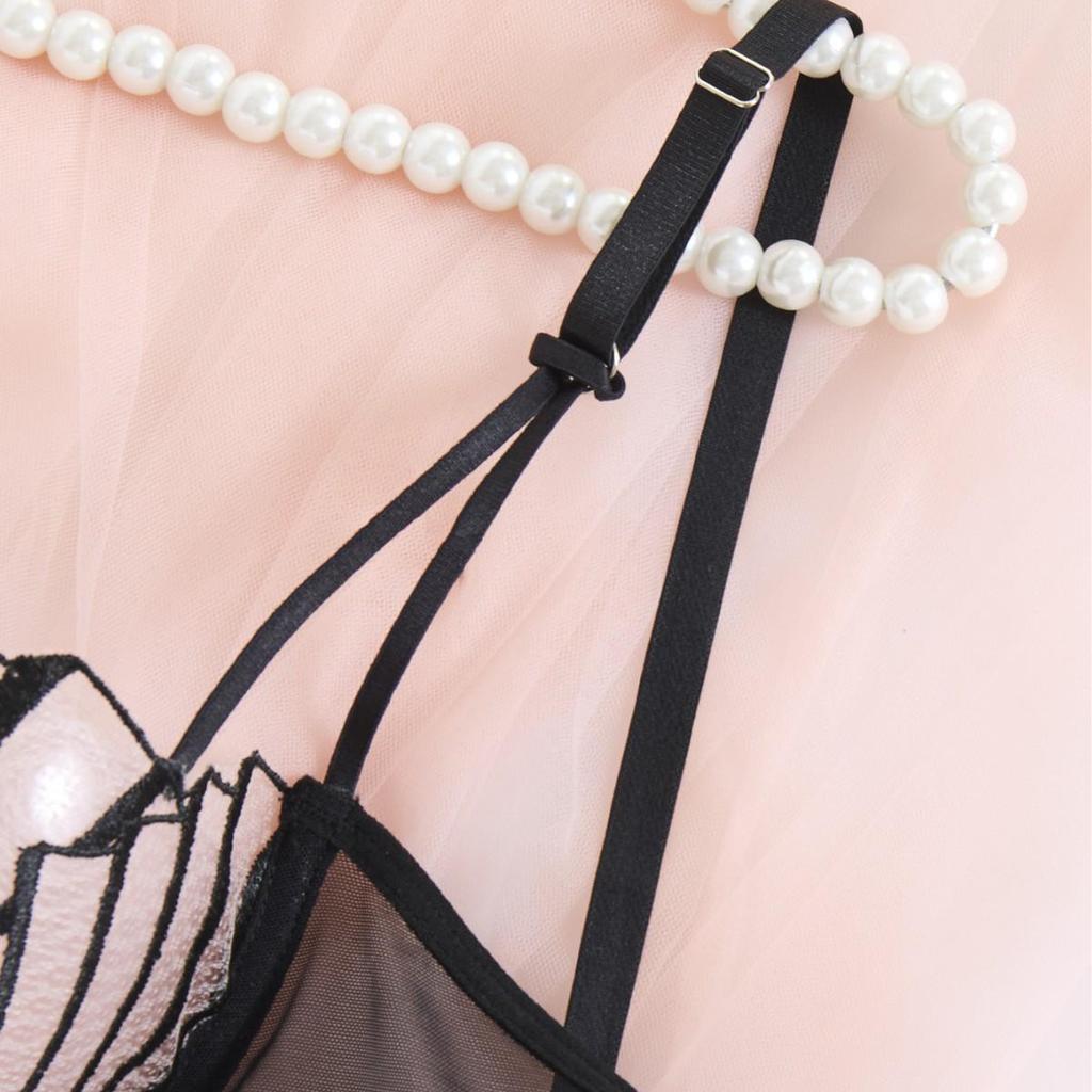 Z Cross-Border Ultra-Thin Lace Mesh Lingerie Set with Steel Ring