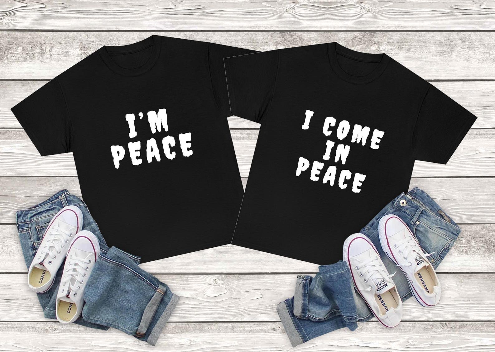 I come in peace I m peace Halloween funny meme couple shirt, Halloween couple shirt I come in peace S