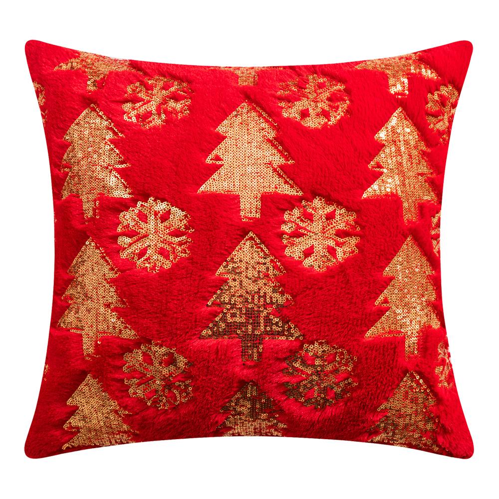New Sequin Christmas Pillow American Holiday Plush Sofa Pillow Cushion Cover Sequin Embroidered Pillow Cover Aa
