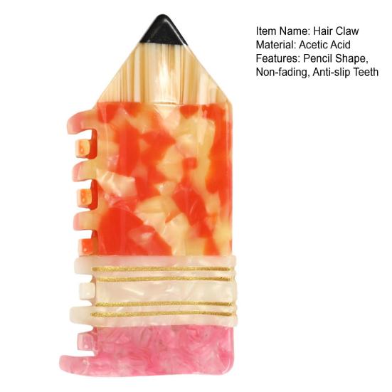 Hair Clip Pencil Shape Acetic Acid Back Head Hair Claw Anti-slip Teeth Lightweight Colorfast Large Shark Hair